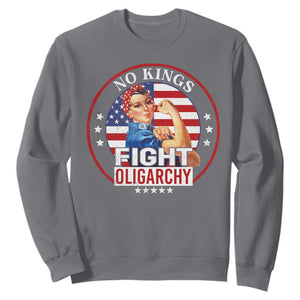 No Kings Fight Oligarchy Sweatshirt Woman's Girl Vintage America Flag TS11 Charcoal Print Your Wear