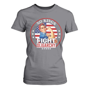 No Kings Fight Oligarchy T Shirt For Women Woman's Girl Vintage America Flag TS11 Charcoal Print Your Wear