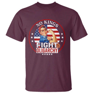 No Kings Fight Oligarchy T Shirt Woman's Girl Vintage America Flag TS11 Maroon Print Your Wear