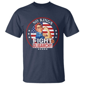 No Kings Fight Oligarchy T Shirt Woman's Girl Vintage America Flag TS11 Navy Print Your Wear