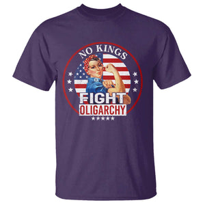 No Kings Fight Oligarchy T Shirt Woman's Girl Vintage America Flag TS11 Purple Print Your Wear