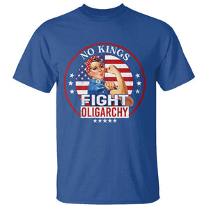 No Kings Fight Oligarchy T Shirt Woman's Girl Vintage America Flag TS11 Royal Blue Print Your Wear
