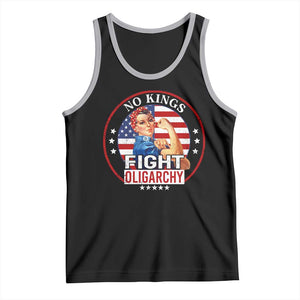 No Kings Fight Oligarchy Tank Top Woman's Girl Vintage America Flag TS11 Black Athletic Heather Print Your Wear