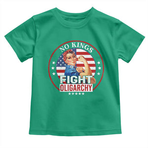 No Kings Fight Oligarchy Toddler T Shirt Woman's Girl Vintage America Flag TS11 Irish Green Print Your Wear