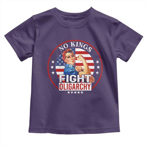 No Kings Fight Oligarchy Toddler T Shirt Woman's Girl Vintage America Flag TS11 Purple Print Your Wear