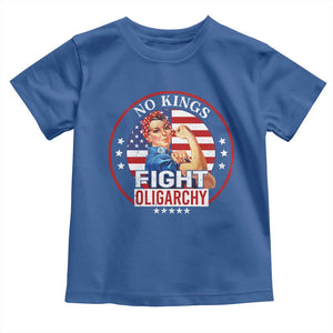 No Kings Fight Oligarchy Toddler T Shirt Woman's Girl Vintage America Flag TS11 Royal Blue Print Your Wear