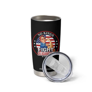 No Kings Fight Oligarchy Tumbler Cup Woman's Girl Vintage America Flag TS11 Print Your Wear