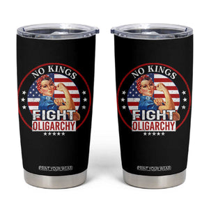 No Kings Fight Oligarchy Tumbler Cup Woman's Girl Vintage America Flag TS11 Black Print Your Wear