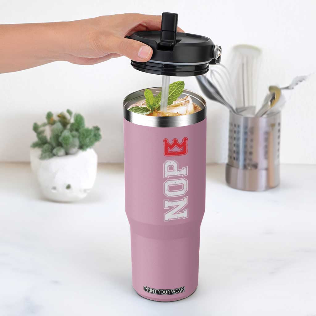 No Kings Flip Straw Tumbler In America Protest TS10 One Size: 30 oz Light Pink Print Your Wear