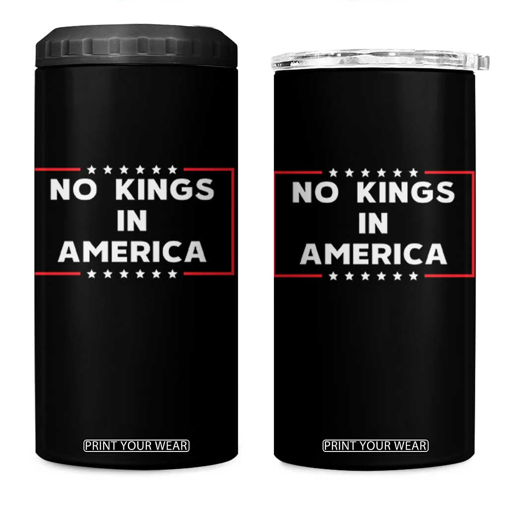 No Kings In America 4 in 1 Can Cooler Tumbler Stars Stripes TS11 One Size: 16 oz Black Print Your Wear