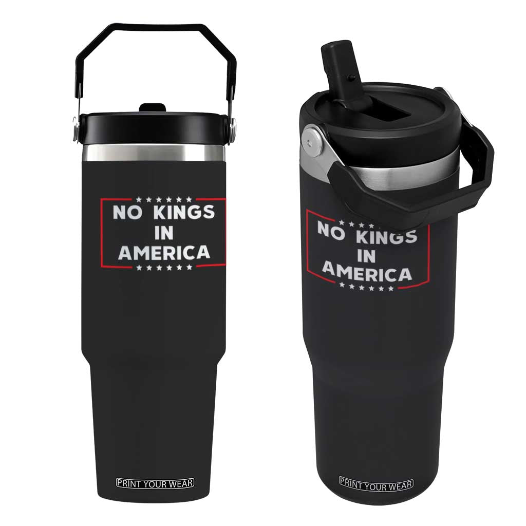 No Kings In America Flip Straw Tumbler Stars Stripes TS11 One Size: 30 oz Black Print Your Wear