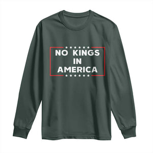 No Kings In America Long Sleeve Shirt Stars Stripes TS11 Dark Forest Green Print Your Wear