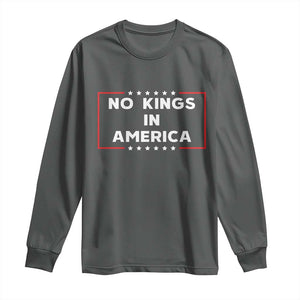 No Kings In America Long Sleeve Shirt Stars Stripes TS11 Dark Heather Print Your Wear
