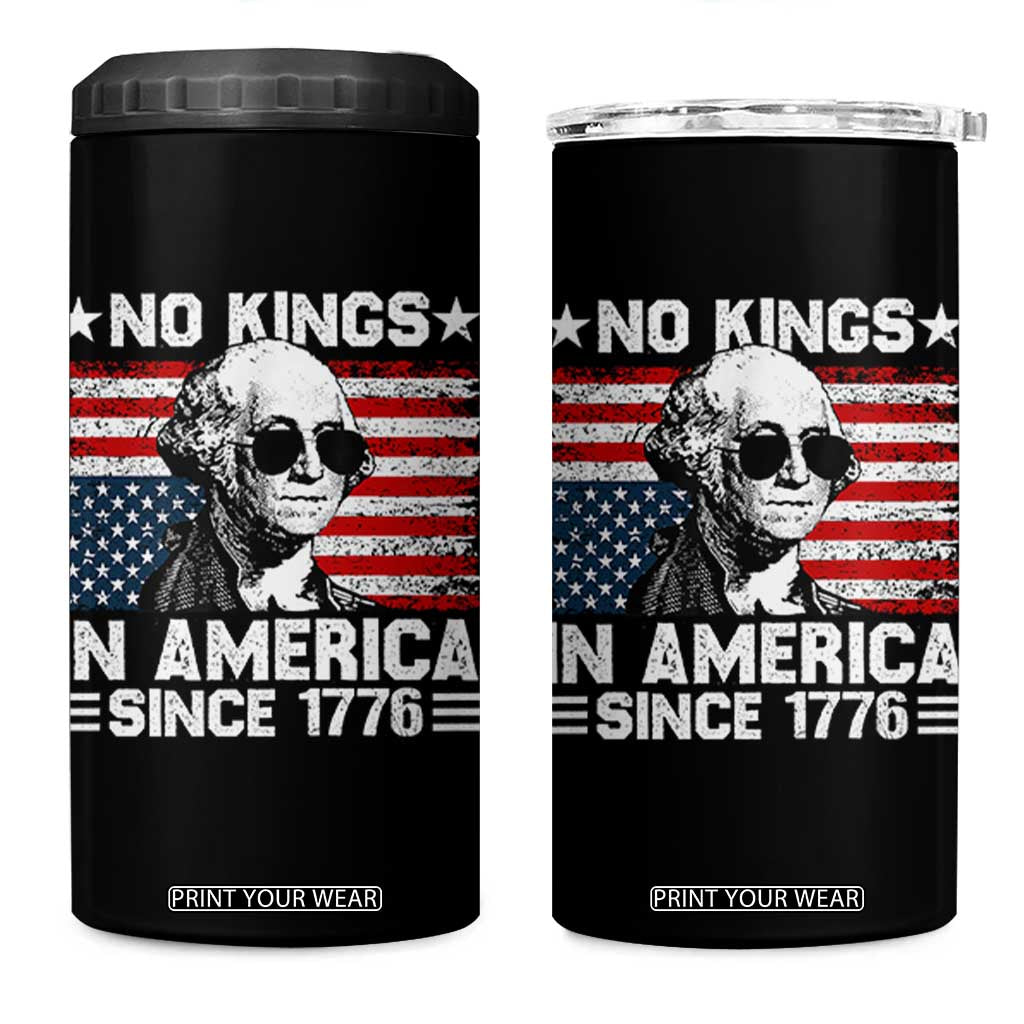 No Kings In America Since 1776 4 in 1 Can Cooler Tumbler George Washington US Flag Upside Down TS10 One Size: 16 oz Black Print Your Wear