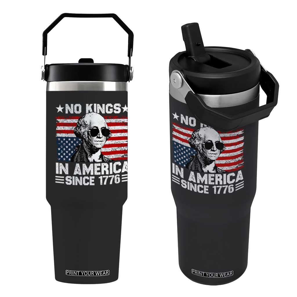 No Kings In America Since 1776 Flip Straw Tumbler George Washington US Flag Upside Down TS10 One Size: 30 oz Black Print Your Wear