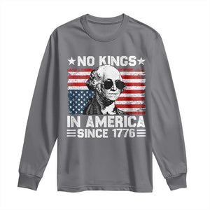 No Kings In America Since 1776 Long Sleeve Shirt George Washington US Flag Upside Down TS10 Charcoal Print Your Wear