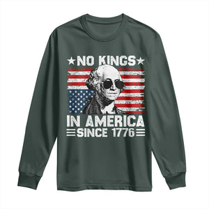 No Kings In America Since 1776 Long Sleeve Shirt George Washington US Flag Upside Down TS10 Dark Forest Green Print Your Wear