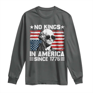 No Kings In America Since 1776 Long Sleeve Shirt George Washington US Flag Upside Down TS10 Dark Heather Print Your Wear