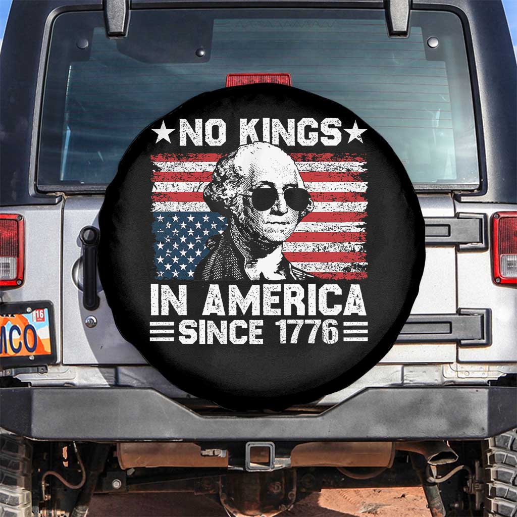 No Kings In America Since 1776 Spare Tire Cover George Washington US Flag Upside Down TS10 No hole Black Print Your Wear
