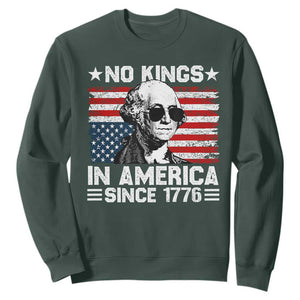 No Kings In America Since 1776 Sweatshirt George Washington US Flag Upside Down TS10 Dark Forest Green Print Your Wear