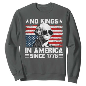 No Kings In America Since 1776 Sweatshirt George Washington US Flag Upside Down TS10 Dark Heather Print Your Wear