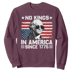 No Kings In America Since 1776 Sweatshirt George Washington US Flag Upside Down TS10 Maroon Print Your Wear