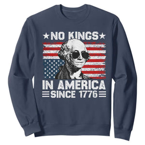 No Kings In America Since 1776 Sweatshirt George Washington US Flag Upside Down TS10 Navy Print Your Wear