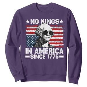 No Kings In America Since 1776 Sweatshirt George Washington US Flag Upside Down TS10 Purple Print Your Wear