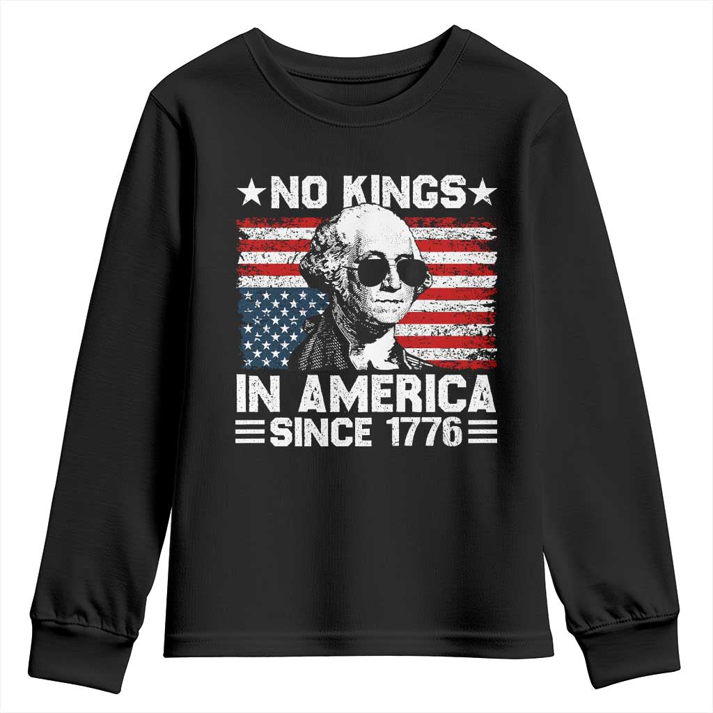 No Kings In America Since 1776 Youth Sweatshirt George Washington US Flag Upside Down TS10 Black Print Your Wear