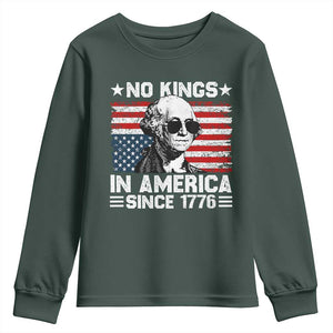 No Kings In America Since 1776 Youth Sweatshirt George Washington US Flag Upside Down TS10 Dark Forest Green Print Your Wear
