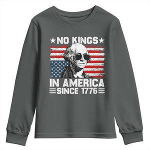 No Kings In America Since 1776 Youth Sweatshirt George Washington US Flag Upside Down TS10 Dark Heather Print Your Wear