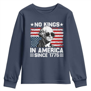 No Kings In America Since 1776 Youth Sweatshirt George Washington US Flag Upside Down TS10 Navy Print Your Wear