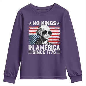 No Kings In America Since 1776 Youth Sweatshirt George Washington US Flag Upside Down TS10 Purple Print Your Wear