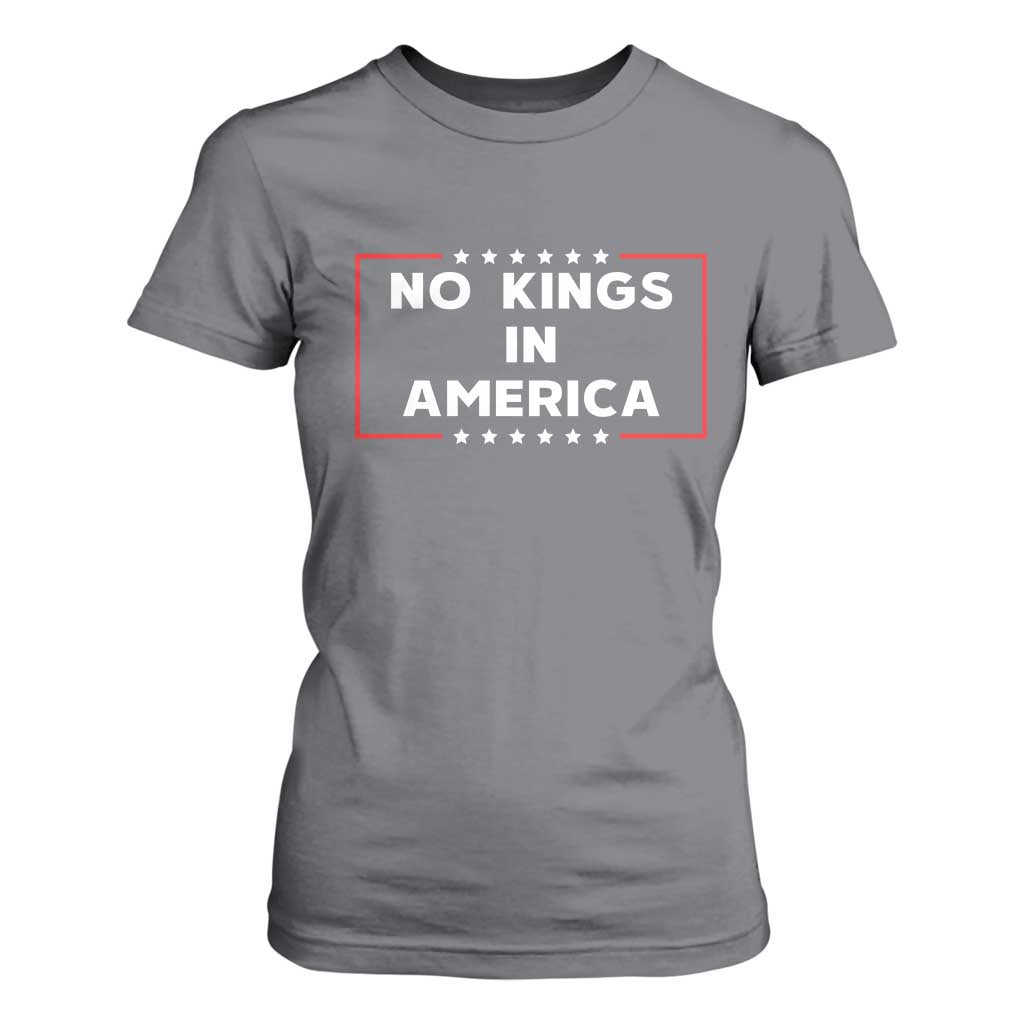 No Kings In America T Shirt For Women Stars Stripes TS11 Charcoal Print Your Wear
