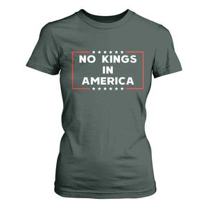 No Kings In America T Shirt For Women Stars Stripes TS11 Dark Forest Green Print Your Wear