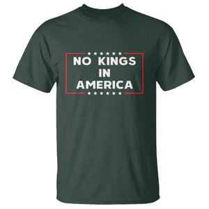 No Kings In America T Shirt Stars Stripes TS11 Dark Forest Green Print Your Wear