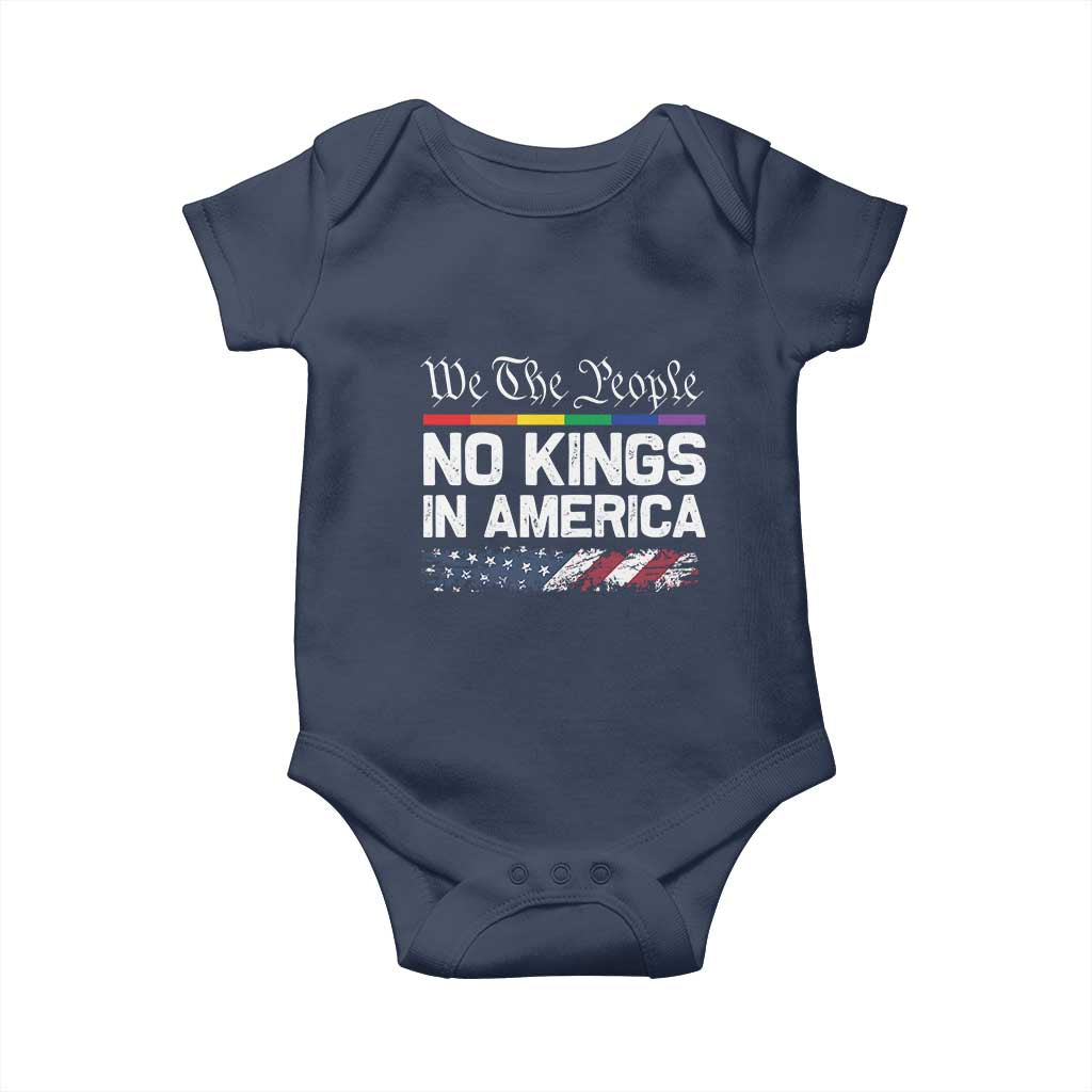 No Kings In America We The People Baby Onesie LGBTQ Pride American Flag Political TS11 Navy Print Your Wear