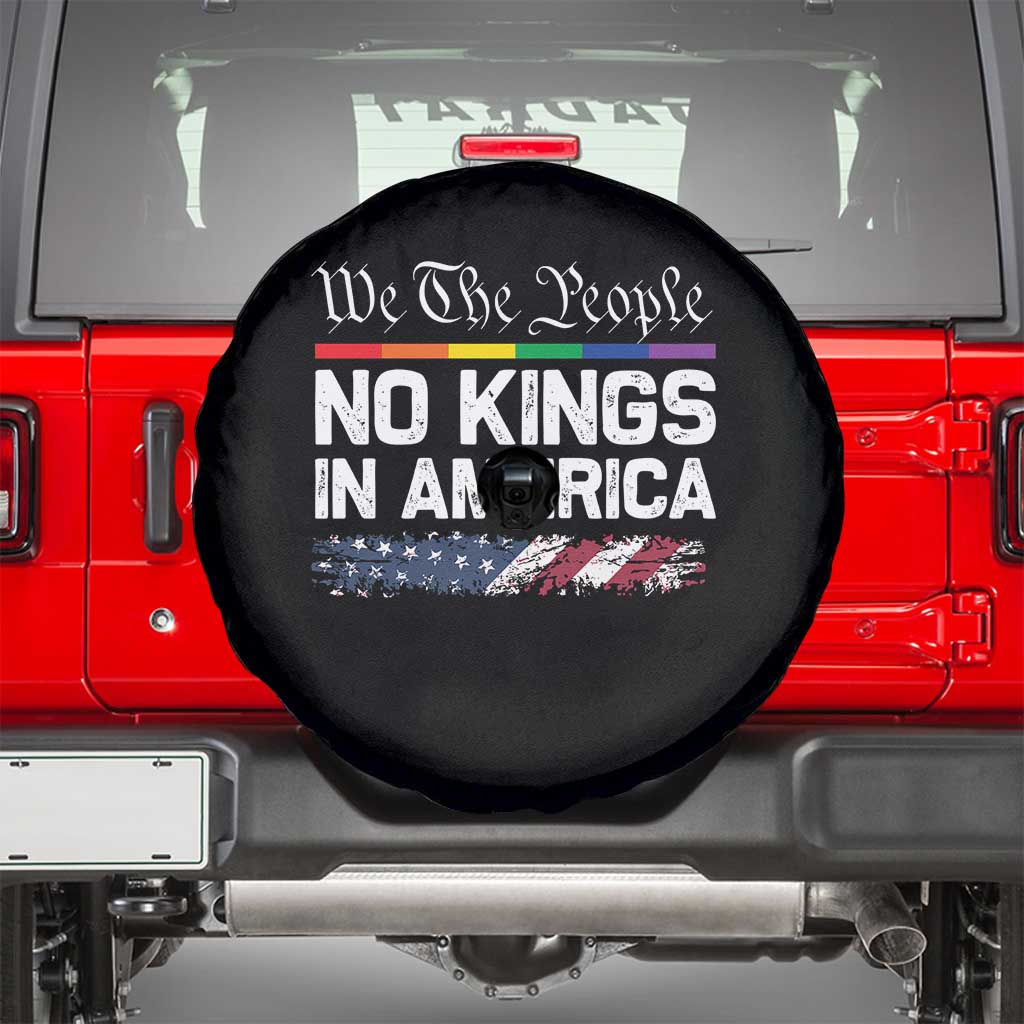 No Kings In America We The People Spare Tire Cover LGBTQ Pride American Flag Political TS11 Black Print Your Wear