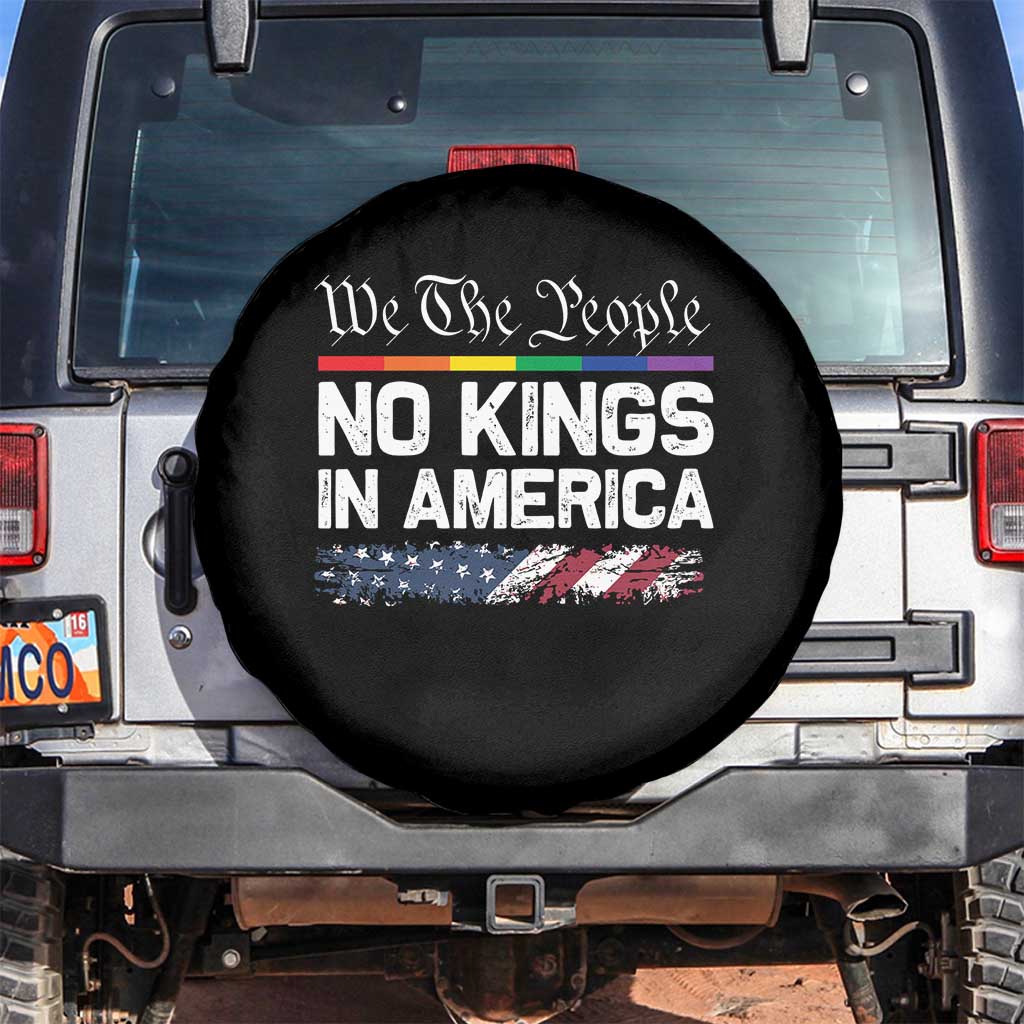 No Kings In America We The People Spare Tire Cover LGBTQ Pride American Flag Political TS11 No hole Black Print Your Wear