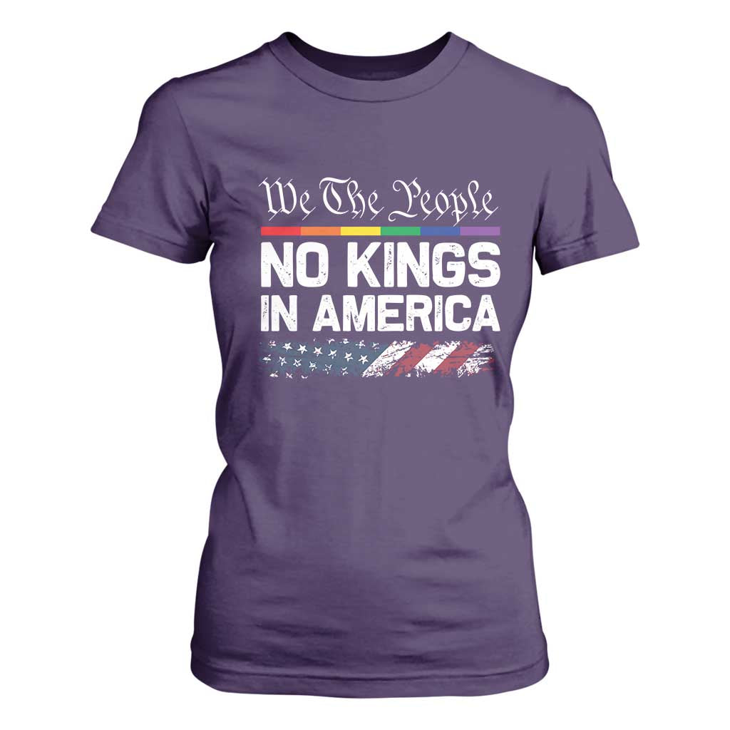 No Kings In America We The People T Shirt For Women LGBTQ Pride American Flag Political TS11 Purple Print Your Wear