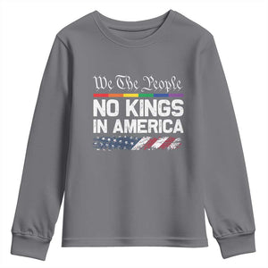 No Kings In America We The People Youth Sweatshirt LGBTQ Pride American Flag Political TS11 Charcoal Print Your Wear