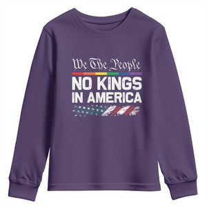 No Kings In America We The People Youth Sweatshirt LGBTQ Pride American Flag Political TS11 Purple Print Your Wear