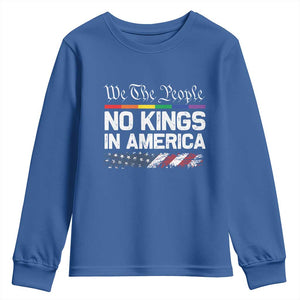 No Kings In America We The People Youth Sweatshirt LGBTQ Pride American Flag Political TS11 Royal Blue Print Your Wear