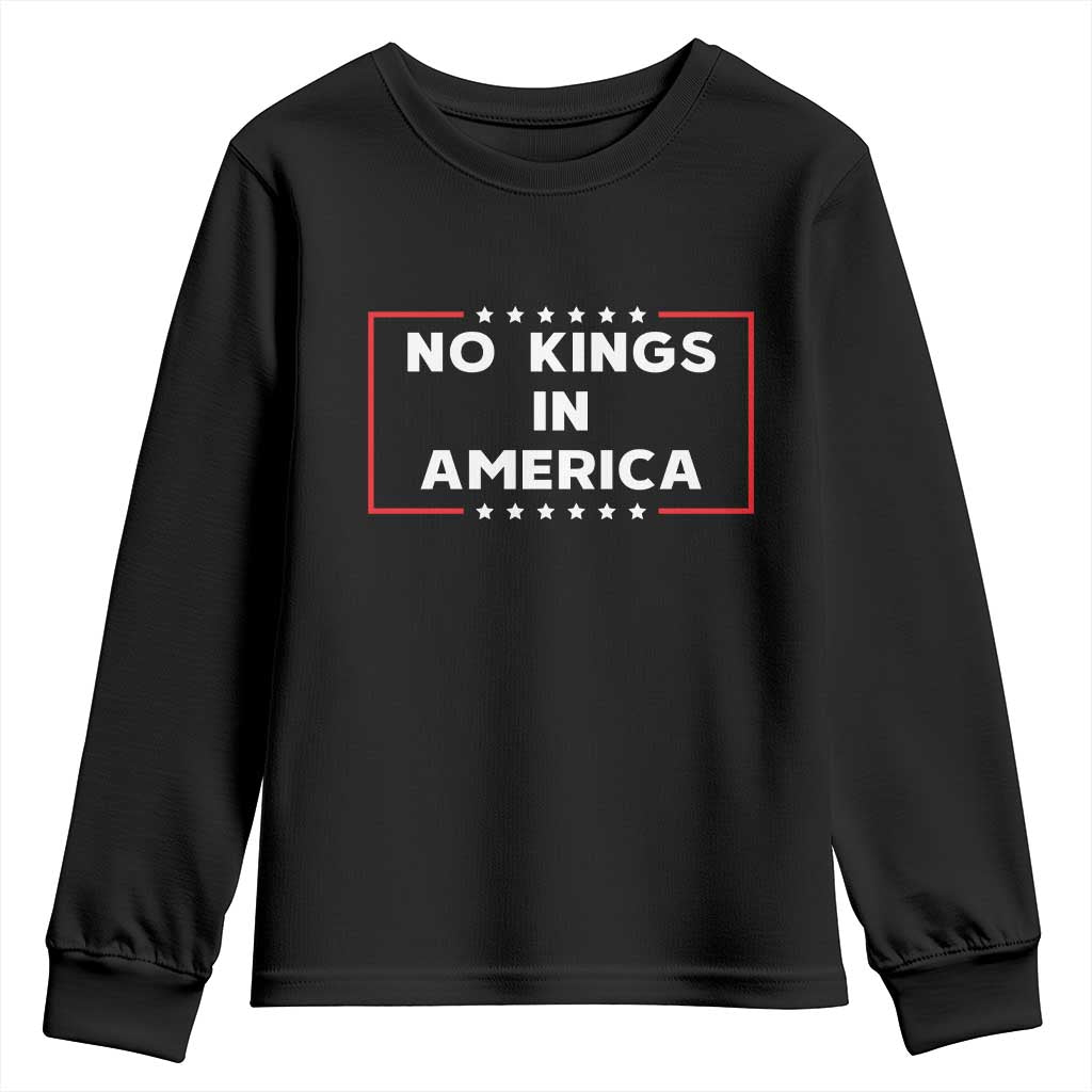 No Kings In America Youth Sweatshirt Stars Stripes TS11 Black Print Your Wear