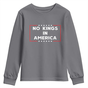 No Kings In America Youth Sweatshirt Stars Stripes TS11 Charcoal Print Your Wear