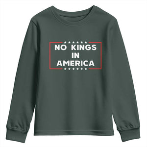 No Kings In America Youth Sweatshirt Stars Stripes TS11 Dark Forest Green Print Your Wear