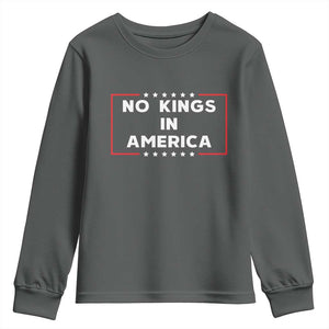 No Kings In America Youth Sweatshirt Stars Stripes TS11 Dark Heather Print Your Wear