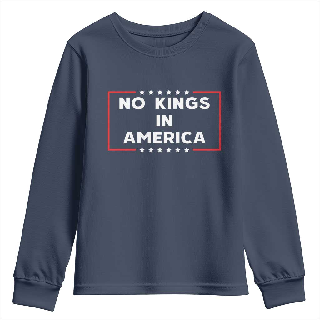 No Kings In America Youth Sweatshirt Stars Stripes TS11 Navy Print Your Wear