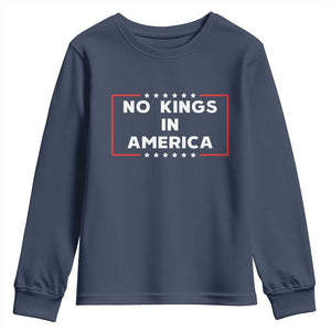 No Kings In America Youth Sweatshirt Stars Stripes TS11 Navy Print Your Wear