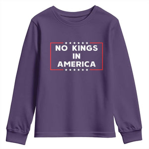 No Kings In America Youth Sweatshirt Stars Stripes TS11 Purple Print Your Wear
